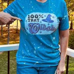 100% That Witch Halloween Bleached Sublimated Tee Large